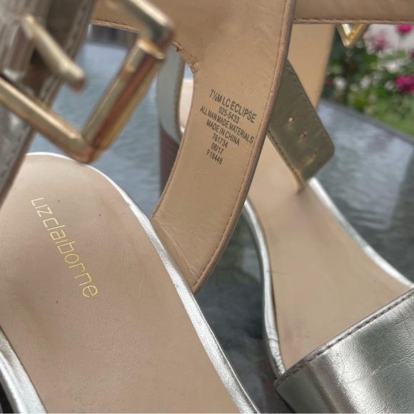 Liz Claiborne Gold Strapped Heels - Picture 3 of 5